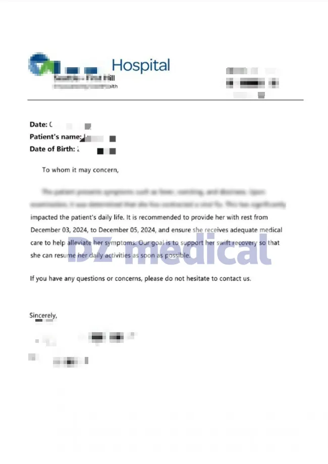 美国病假单/病假条/医疗证明代开